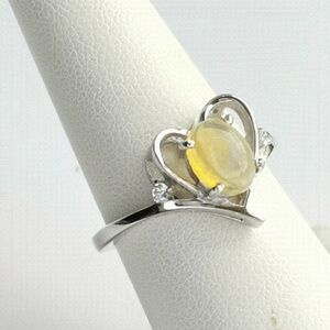 Ethiopian inch Jellyinch  Opal and diamond accent ring size 8
